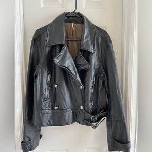 Free People vegan leather jacket L